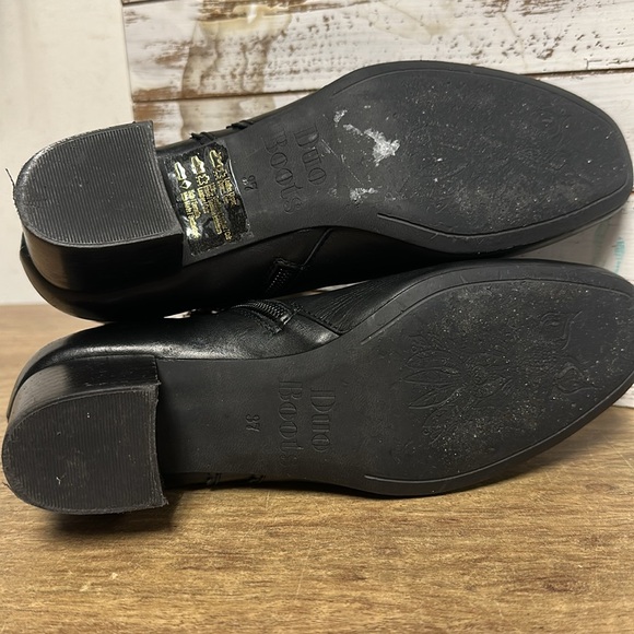 Duo Boots Ted & Muffy great shape smooth black leather heeled zip ankle booties - Picture 8 of 8